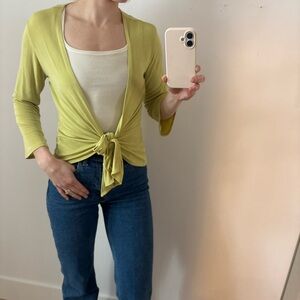 Chico's Lime Green Open-Front Cardigan